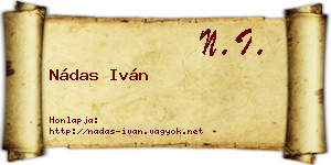 Nádas Iván névjegykártya